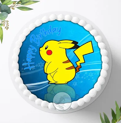 Produktbild von Für die Geburtstags Torte ein Tortenaufleger, Zuckerbild mit dem Motiv: Pokemon Pikachu, Essbares Foto für Torten, Fondant, Ø 20cm, 0065z