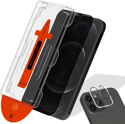 Produktbild von 1-Pack Iphone 12 Pro Privacy Displayschutz & 1-Pack Linsenschutz - Gehärtetes Glas | [Automatische Installation] - Blasenfrei