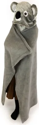 Produktbild von Noxxiez Kuscheldecke Fleece Koala mit Kapuze 130x100cm grau