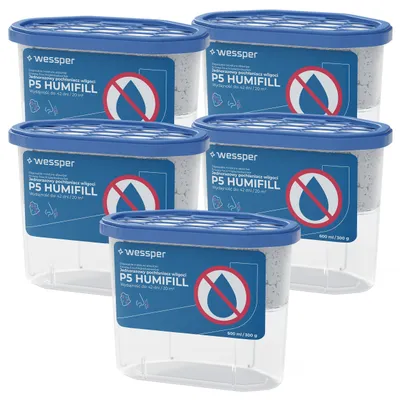 Obrázok produktu pre Wessper HUMIFILL P5 5x 600 ml – Odvlhčovač vzduchu, účinný proti vlhkosti, bez zápachu