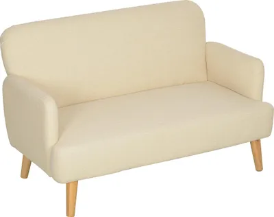 Produktbild von Zweisitzer-Sofa, kompakt, hautfreundlicher Bezug, bis 240 kg, 130x74x79 cm, Cremeweiß
