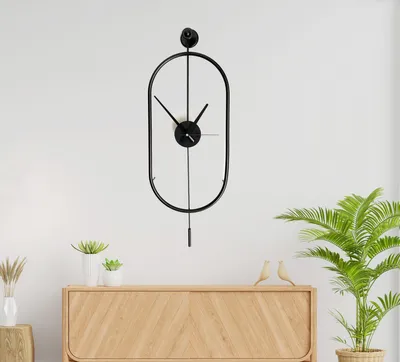 Image de Opviq, Mclock-00104, horloges murales, noir, métal, 28 x 80 x 7 cm