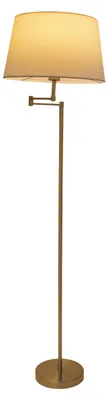 Produktbild von Stehleuchte - Stehleuchte "BOLOGNA" H:158cm beige/messing, Stehlampe im Landhaus Stil, aus Metall, Kunststoff und Textilmaterial in messingmatt, 158 cm hoch, Ø 40 cm, E27-Fassung – Druckschalter