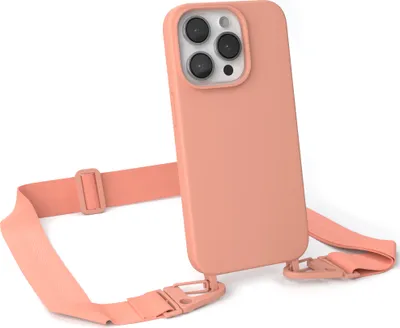 Produktbild von EAZY CASE Handykette Silikon mit Clips 2 in 1 kompatibel mit Apple iPhone 14 Pro Handyhülle mit Kordel, Hülle mit Band, Kette, Korall - Clips Korall