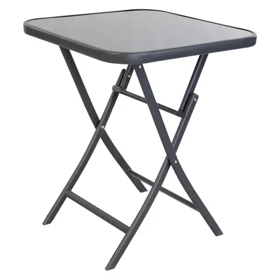 Image de Table de bistrot pliante gris foncé verre / métal 60x60xH70cm