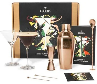 Produktbild von Famanu Cocktailset 8-teilig mit Gläsern und Cocktailbuch - Edelstahl