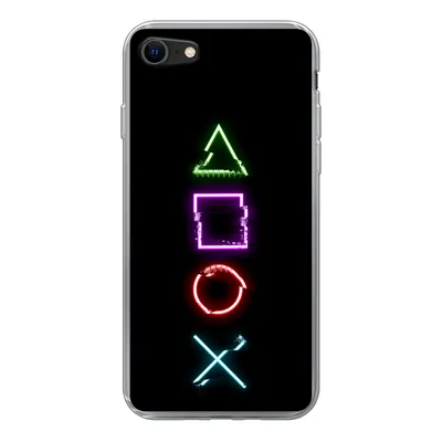 Produktbild von MuchoWow® Handyhülle Schutzhülle Hülle für iPhone 7 Spiele - Controller - Neon Silikon Softcase Handy Hülle - Kartenhalter