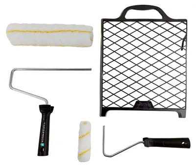 Produktbild von Streich-Set 5-teilig mit Farbwalze, Bügel und Abstreifgitter