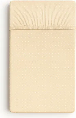 Obrázok produktu pre Bavlnené prestieradlo do detskej postieľky 120x60 cm - bodky na béžovej farbe