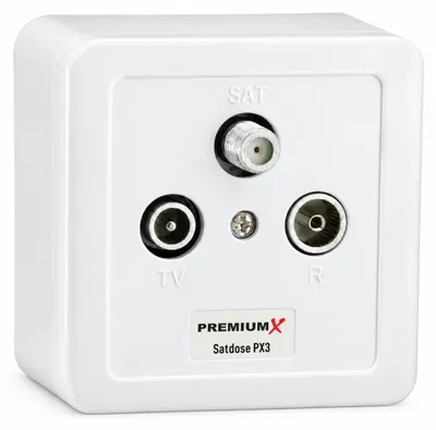 Produktbild von PremiumX PX3 Antennendose 3-Fach Enddose Antennen-Dose Aufputz Unterputz