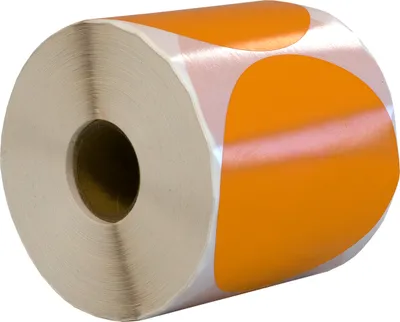 Produktbild von DULA Runde Etiketten - Orange - 80mm - 500 Aufkleber auf Rolle - Siegel - Markierungspunkte - Leere runde Aufkleber auf Rolle