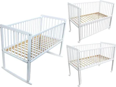 Produktbild von 3-in-1-Kinderbett, Beistellbett und Wiege 120x60cm in Weiß