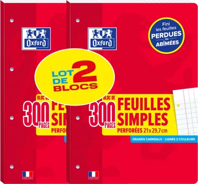 Productafbeelding van Oxford A4, 300 pagina's, Seyès-papier, formaat A4, 2 stuks