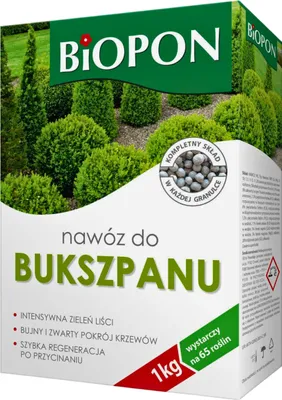 Zdjęcie produktu dla Biopon Nawóz Do Bukszpanu 1Kg Granulat Wydajny Wystarcza Na 65 Roślin
