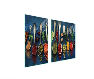 Produktbild von Herdabdeckplatten 2 teilig 90x52 Glaskeramikkochfeld Abdeckung Glas Schneidebrett Schiefer Gewürze