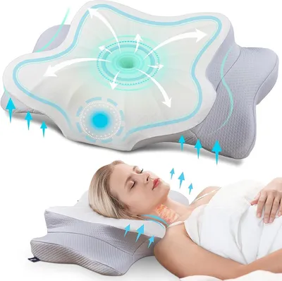 Produktbild von Nackenkissen, Kopfkissen, Memory Foam Kissen, Schlafkissen Seitenschläferkissen ergonomisches, für Seiten Rücken & Bauchschläfer