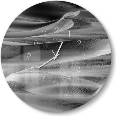 Produktbild von DEQORI Glasuhr Ø50 cm Zahlen 'Dünen der Stille' Wanduhr Glas Uhr Design leise Küchenuhr