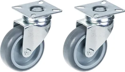 Produktbild von 75mm 3" Rolle, grau gummibereift, schwenkbar, 120kg Tragkraft, 2er Set
