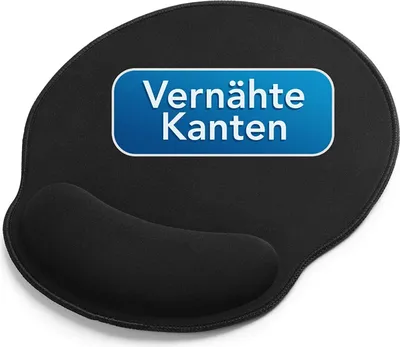 Produktbild von MAXLVL Mauspad mit Gelkissen - 26x23cm - Ergonomisches Mauspad mit Vernähte Kanten - Mousepad mit Handauflage für schonende Handgelenk Haltung - schwarz