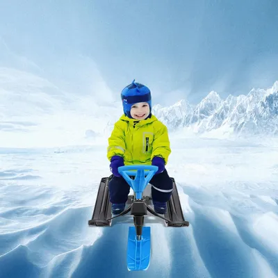 Zdjęcie produktu dla Sanki Snow Racer – sanki dla dzieci – 114×50×38 cm – stalowa rama – nośność 100 kg – dla dzieci w wieku 3–15 lat – niebieskie