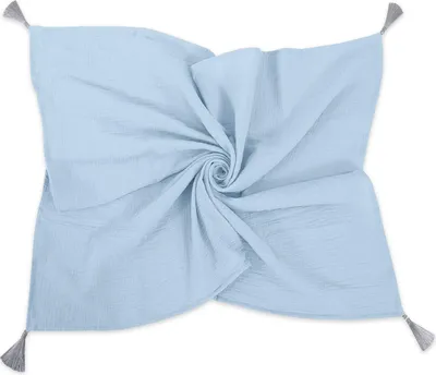 Immagine prodotto di Coperta per neonati in mussola con nappe - blu