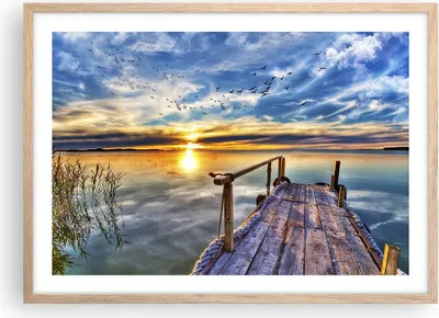 Produktbild von Gerahmtes Poster - Rahmen in heller Eiche - See Brücke - 70x50 cm - Wand Bild - Wanddeko - Wandbilder - Kunstposter - Wandposter - Bilderrahmen - Bilder - Kunstdruck - Wandbild - P2NAA70x50-3963