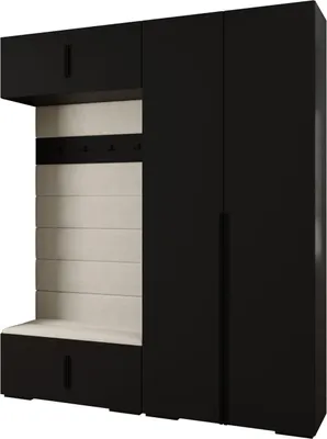Produktbild von MEBLE KRYSPOL Inova 1 Möbelset Garderobe, 236,7x200x47cm - Schwarz, Manila 02, Schwarz