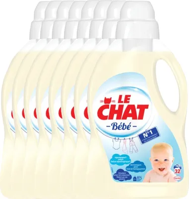 Immagine prodotto di Le Chat Gel Bebe - Detersivo liquido per bucato - Confezione risparmio - 8 x 32 lavaggi