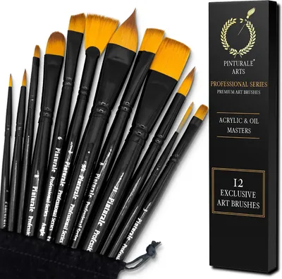Productafbeelding van Penseelset voor acrylverf voor professionals | Acrylic & Oil Masters | 12-delig penseelset voor acrylverf en olie | Acrylverf penseel, acrylpenseel