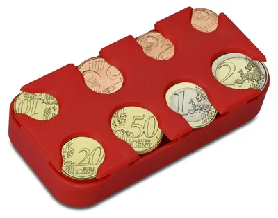 Produktbild von kwmobile Münzbox für Euro Münzen - 8 Fächer von 1 Cent bis 2 Euro - Münzhalter Münzsammler - Münzspender Sortierer in Rot