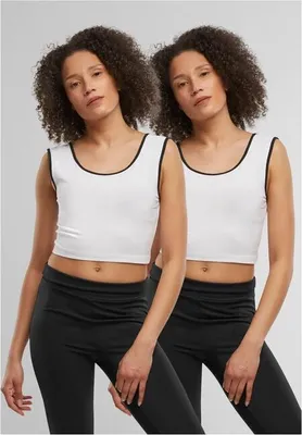 Obrázek produktu pro Dámské tílko Urban Classics Ladies Contrast Cropped Top white/black+white/black - S