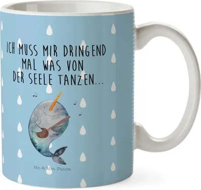 Produktbild von Mr. & Mrs. Panda Pott Narwal Gitarre - Blau Pastell - Geschenk, Haferl, Camping Tasse, Problemlösung, Wal, Meer, Kinderbecher, Gespräche, Kindertasse, Probleme, Tanzen