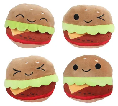 Image de Fluffy Menu Zak met 4 Hamburgers Pluche - 40cm