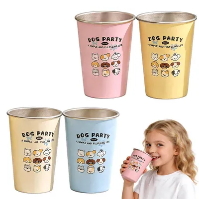 Image de Ensemble de 4 gobelets en acier inoxydable, incassables, pour enfants - 350 ml