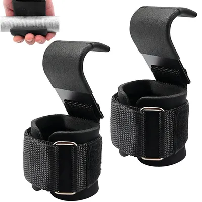 Produktbild von Gewichtheberhaken Paar Handgelenkbandagen Leder Fitness Zubehör