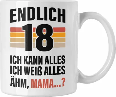 Produktbild von Trendation - 18. Geburtstag Junge Mädchen Tasse 18 Jahre alt Sohn Tochter Geschenkidee (Weiß)