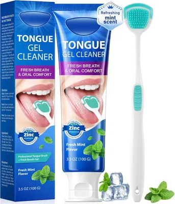 Obrázok produktu pre Gél na čistenie jazyka s kefkou, 1 set, pre svieži dych