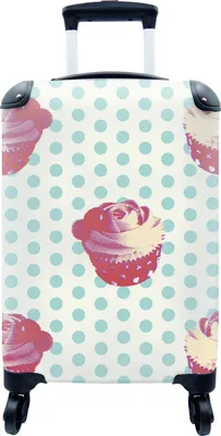 Produktbild von MuchoWow® MuchoWow® Koffer Handgepäck Trolley Rollkoffer Kleine Reisekoffer mit 4 Rollen - Muster - Cupcake - Lebensmittel - Cabin Size < 55x40x23 cm & 55x40x20 cm - Fotokoffer - Kabinenkoffer - Board
