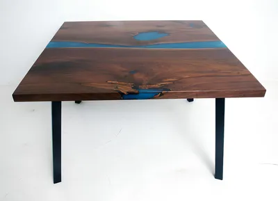 Produktbild von Couchtisch River Table Echtes Holz Flusstisch Massiv Epoxidharz Tische 90x90