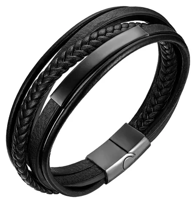 Produktbild von Personalisierte, gravierte Armband aus Leder für Herren