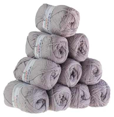 10 x 50g Strickgarn TEREZKA 100% Baumwolle, grauviolett