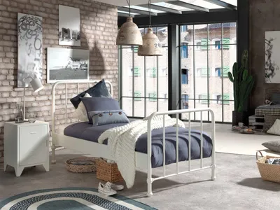 Produktbild von Vipack BRONXX Metallbett im coolen Look Weiß matt, Liegefläche 90 x 200 cm