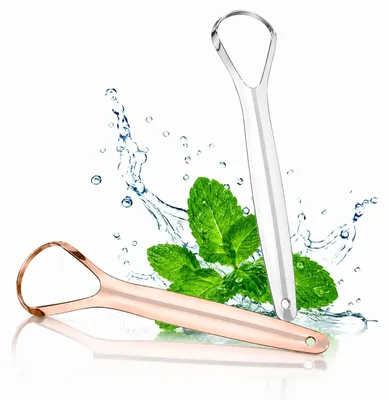 Imagen del producto de Rascador de lengua - Acero inoxidable - Set de 2 - Bicolor