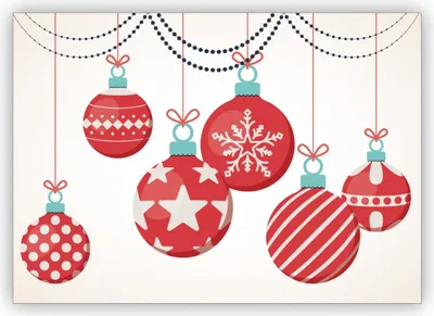 Produktbild von Edle klassische Weihnachtskarte mit schönen roten Weihnachtskugeln