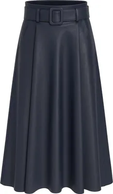 Produktbild von Kunstlederrock Damen A-Linien Rock mit Gürtel – Kunstleder M.401 (36-40) Dunkelblau Gr. (36-40)