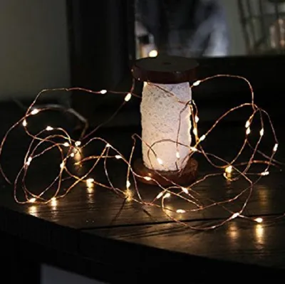 Produktbild von LED-Draht Lichterkette Kupfer Dew Drops 40er warmweiß Batterie 728-21