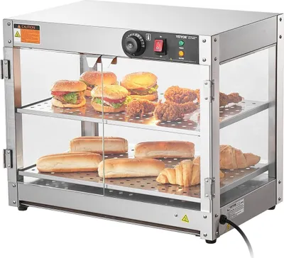 Produktbild von 2-stöckiger gewerblicher Speisenwärmer mit Beleuchtung für die Theke, Pizza-Vitrine