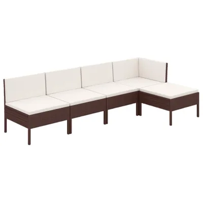 Produktbild von vidaXL 5-tlg. Garten-Lounge-Set mit Auflagen Poly Rattan Braun