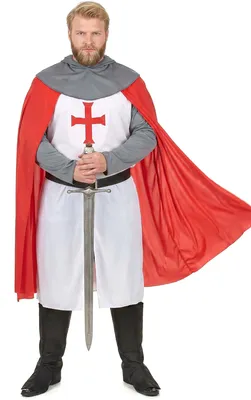 Immagine prodotto di Costume da crociato travestimento da cavaliere bianco-rosso-grigio - XXL
