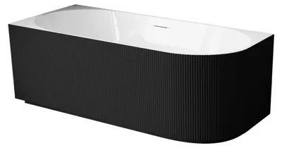 Obrázok produktu pre BALNEO rohová vaňa AVOLA 160 × 75 cm ľavé vyhotovenie v čiernej farbe rebrovaný No Rim